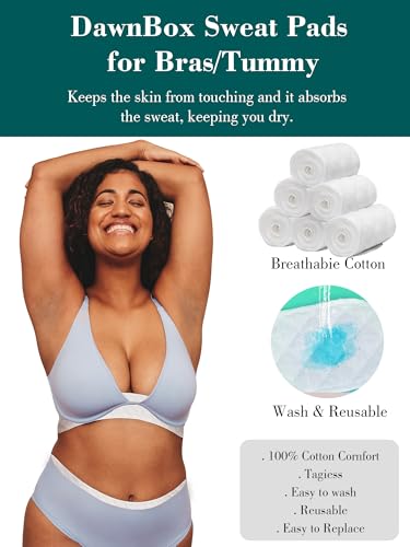 Bra Sweat Liners/Tummy Liners for Sweat Rash 20Pcs, Absorbent Sweat Pads, Cotton Bra Liners for Sweat Rash Plus Size for Women & Men, Bra Liners to Absorb Sweat Under Breasts (21.6x3.9 in)