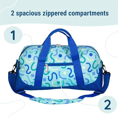 Wildkin Kids Overnighter Duffel Bag – Carry-On Size, Ideal for School & Sleepovers – Confetti Blue - color: Confetti Blue