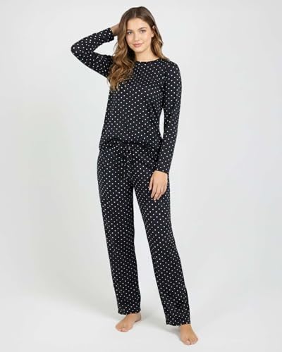 2 Pack Women's Pajama Sets Long Sleeve Sleepwear Comfy Cute Loungewear PJ - color: Set C Black & Pink, size: Small
