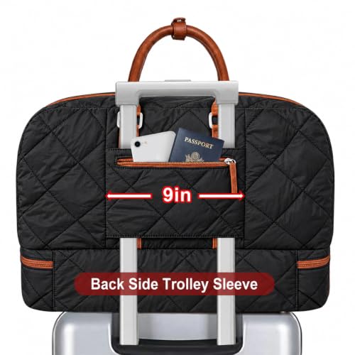 IBFUN Weekender Bags for Women, 3PCS Travel Set with Shoe Compartment 21.6 - color: A20-black+black