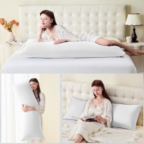 DOWNSTORIA Body Pillow Cover, Ultra Soft Microfiber Long Pillowcase, Envelope Closure Large Pillow Cases 20x54 inch (White) - color: White