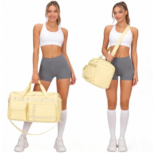 MAXTOP Large Gym Bag for Women Men Duffle Bag With Wet Dry Separation - color: Yellow Set, style: Gym Bag&toiletry Bag(45l)