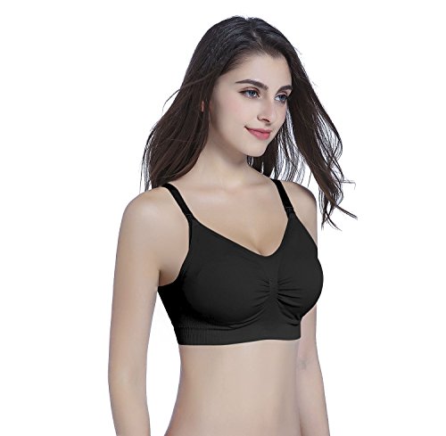 Suekaphin 5PACK Nursing Bra Wireless Bra Women's Sleeping Maternity Bra Breastfeeding Bra - color: Black/Winered/Mintgreen/Navyblue/Palegreen, size: Medium
