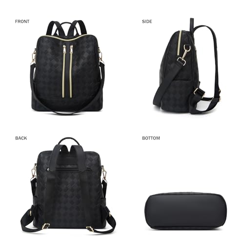 Makes Backpack Purse for Women PU Leather Casual Backpack Daily Travel Bag - color: Black Square