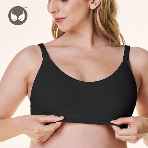 Bravado Designs Nursing Bra Full Coverage Wireless Scoop Neck Comfort Maternity Bra - color: Black, size: Small