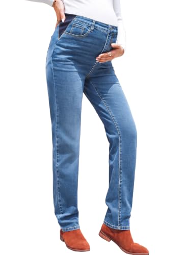 BLENCOT Womens Maternity Jeans Elastic Waist Stretch Pregnancy Denim Pants - color: Ashleigh Blue, size: XX-Large