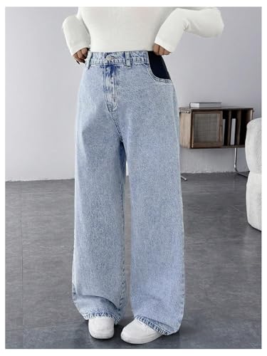 MakeMeChic Women's Maternity Jeans Loose Fit Over The Belly Pants - color: Light Wash, size: X-Large