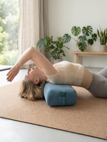 Yoga Bolster Pillow for Meditation and Support - Rectangular Foam Cushion with Removable Corduroy Cover, Machine Washable Suede-like Pillowcase & Convenient Carry Handles for Women Blue 1PC - color: Blue