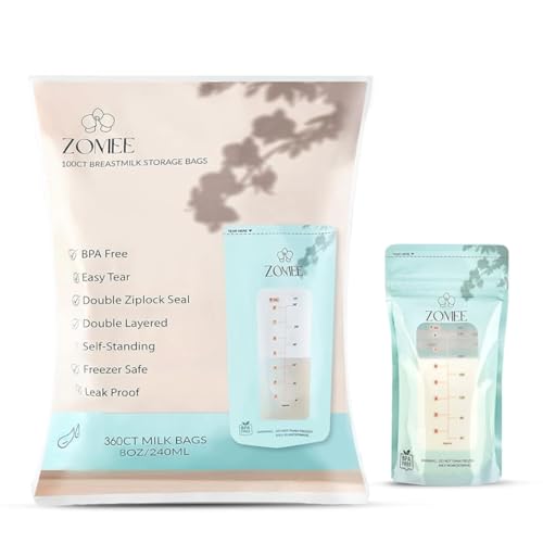 Zomee 8oz Breast Milk Storage Bags 360ct, Leakproof, BPA-Free, Freezer Safe - size: Pack of 360