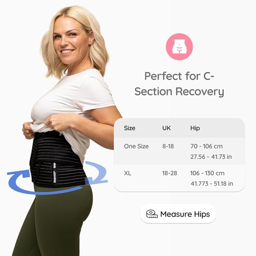 BABYGO® Postpartum Belly Band for Abdominal & C Section Recovery | Binder Wrap Women (One Size, Support +) - size: One Size