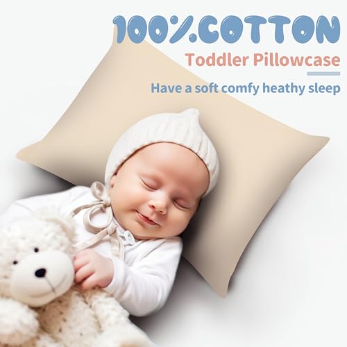 100% Egyptian Cotton Toddler Pillow Cases Set of 2 - color: Beige, size: Toddler 2Pack
