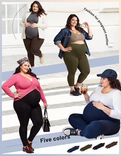 Happy.angel Plus Size Maternity Leggings with Pockets,Women Pregnancy Pants - color: Olive, size: X-Large