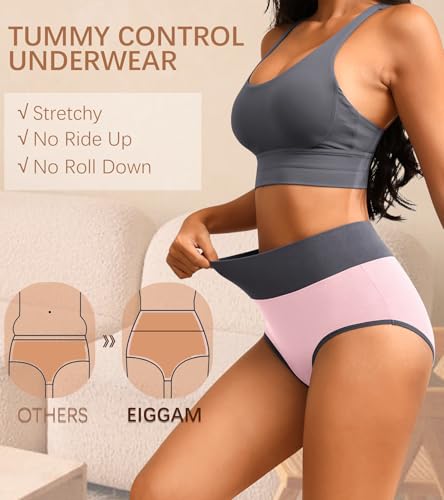 Eiggam Tummy Control Underwear Soft High Waisted underwear Full Coverage Briefs Breathable Postpartum Cotton Womens Panties - color: Multicoloured F-5 Pack, size: 3X-Large