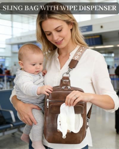 MYHOZEE Mini Diaper Bag Crossbody Small Diaper Bag Purse with Wipes Pocket - color: Coffee