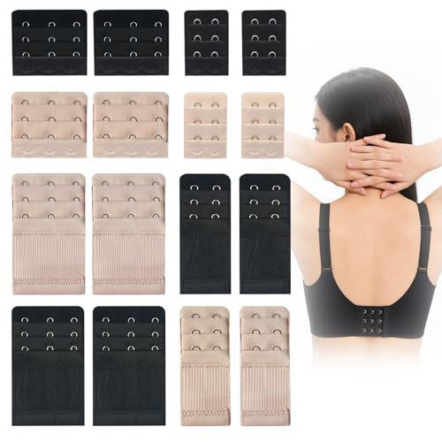 16/32 Pcs Bra Extenders, Women Ladies Stretchy Bra Band Extension 2 Hooks / 3 Hooks, Lingeries Bra Strap Extender - color: 16pcs-multicolor