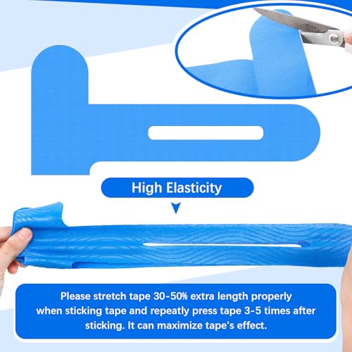 50 Pcs Precut Kinesiology Tape for Knees, Blue - color: Blue