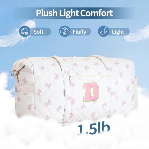 Personalized Quilted Duffle Bag for Travel Gym Weekender Hospital Carry On - color: Pink Bow, size: D