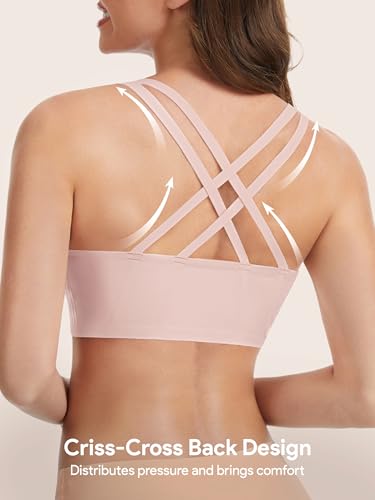Angelhood Front Closure Racerback Jelly Bras for Women No Underwire - color: Pink, size: Large