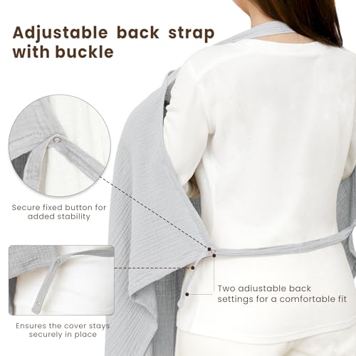 Konssy Muslin Nursing Cover Up for Breastfeeding with Rigid Hoop - color: Grey