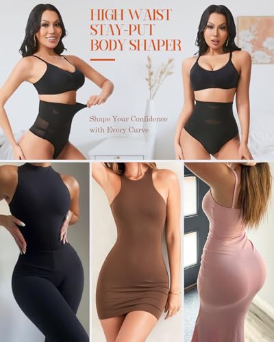 Tummy Control Thong Shapewear Underwear for Women Seamless Body Shaper Girdle Compression Panties - color: A2# Black, size: Medium