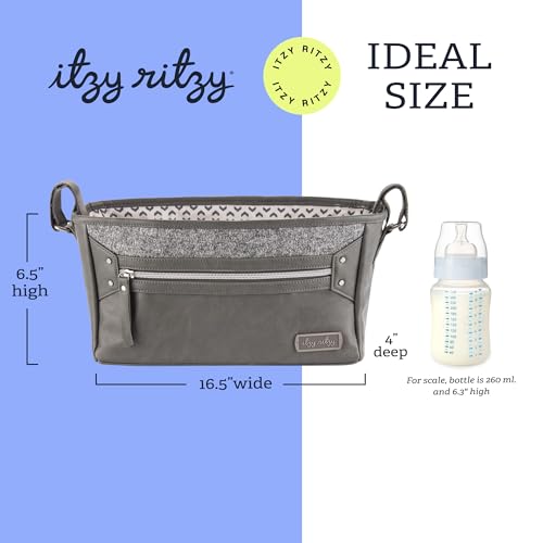 Itzy Ritzy Adjustable Stroller Caddy and Organizer Bag Featuring Front Zippered Pocket, 2 Built-In Interior Pockets & Adjustable Straps to Fit Nearly Any Stroller (Grayson) - color: Grayson