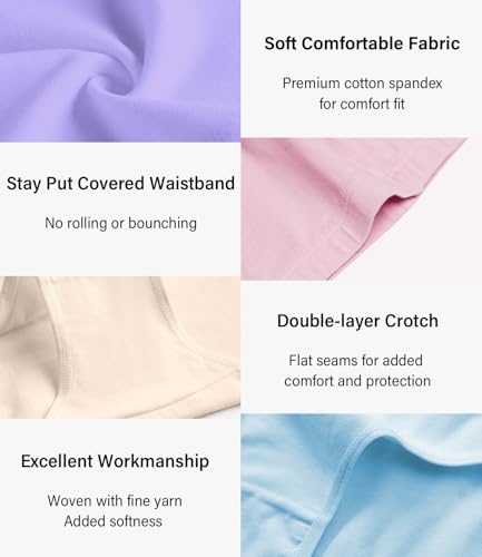 wirarpa Women's Cotton Underwear Full Coverage Cotton Briefs 5 Pack - color: Black/Light Purple/Light Blue/Pink/Beige, size: Medium