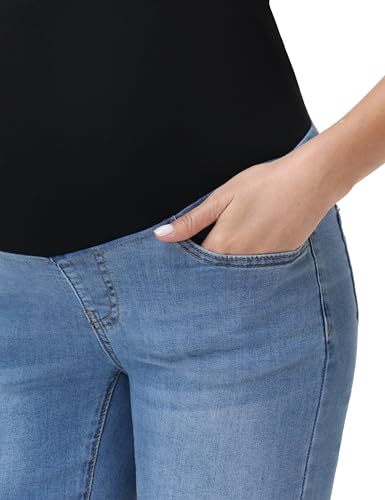 V VOCNI Maternity Jean Shorts Over The Belly Mid Thigh - color: 50-a-medium Blue, size: Medium