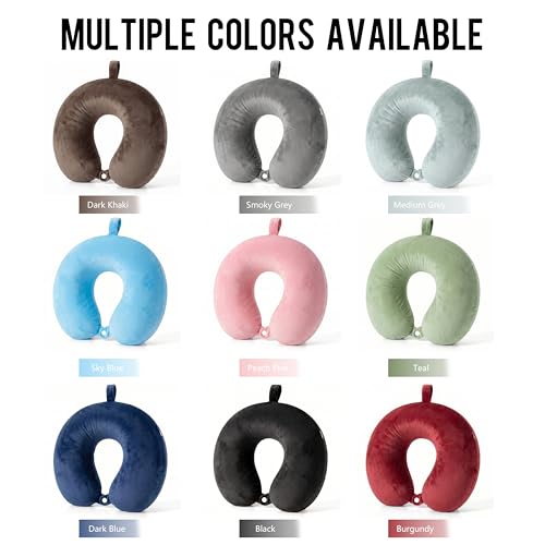 Travel Neck Pillow for Airplane with Pure Memory Foam(Dark Khaki) - color: Dark Khaki