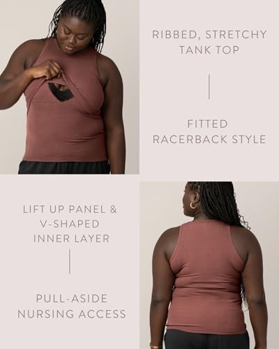 Kindred Bravely Ribbed Racerback Nursing Tank Top for Breastfeeding - color: Redwood, size: Large