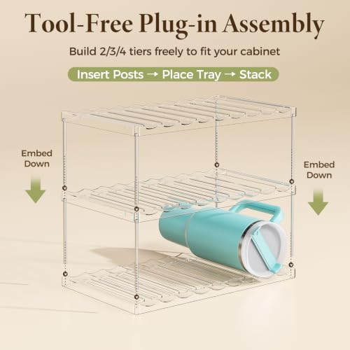 LAMU Stackable Water Bottle Organizer Holder Tumbler Cup Storage Rack - size: 3 Tier