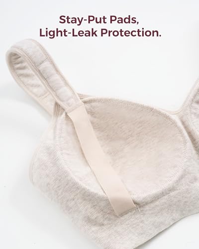 Momcozy Busty U.S. Cotton Nursing Bras for Breastfeeding Maternity Bra - color: Oatmeal, size: Large