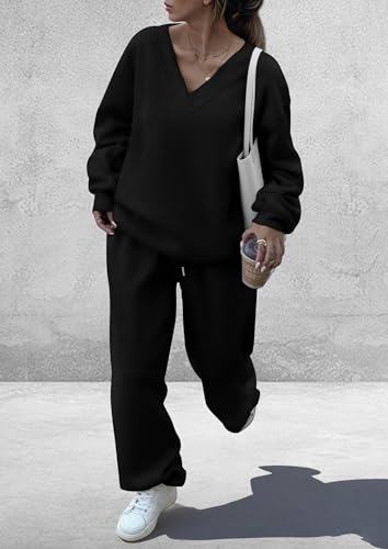 PRETTYGARDEN Womens 2 Piece Outfits Fall Sweatsuits - color: Black, size: X-Large