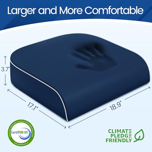 SweetSlubr Seat Cushion, Chair Pad, Memory Foam Tailbone Pain Relief - color: Darkblue, size: 2X-Large