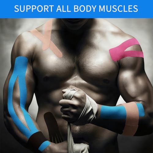 Kinesiology Tape 5 Rolls Mix 1.5inx16.4ft Athletic Tape for Sport - color: Colorful