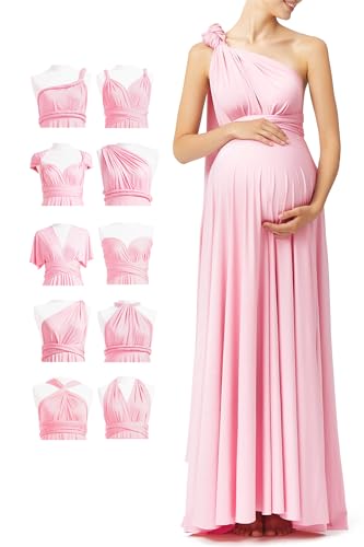 72styles Maternity Multi-Way Wrap Infinity Maxi Dress for Baby Shower - color: Blush Pink, size: One Size