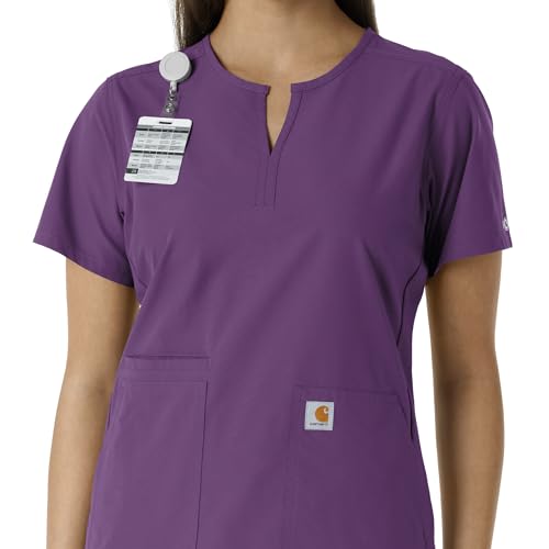 Carhartt Scrubs C12413 Women's Force® Essentials Modern Fit Notch Neck - color: Eggplant, size: X-Small