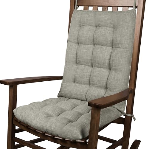 Rocking Chair Cushions High Back and Seat Cushion Linen Grey - color: Linen Light Grey
