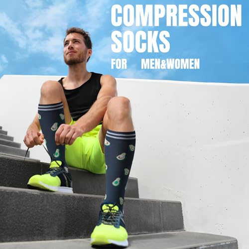 bropite 8 Pairs Compression Socks For Women & Men 20-30 mmHg - color: A-01mixed Lines, size: Large-X-Large