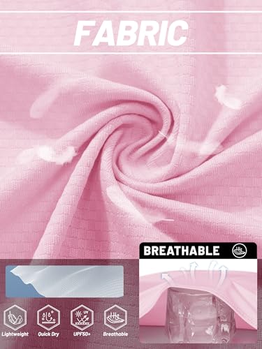 TACVASEN Women's Lightweight Athletic Jacket UPF 50+ Long Sleeve Sun Shirt - color: 04 Light Pink, size: Medium