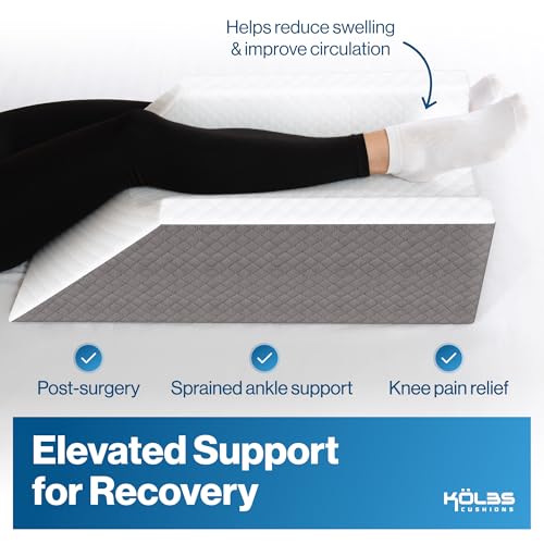 Kölbs Single Leg Elevation Pillow, Post Surgery Leg Pillow, Stylish Chic Jacquard Cover, Ankle Knee and Leg Support Pillow for Injury After Surgery (Single Leg) - size: Single Leg