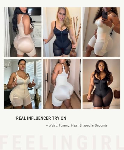 FeelinGirl Feelvibe Enhanced Shapewear Tummy Control Faja Body Shaper - color: Brown, size: X-Large