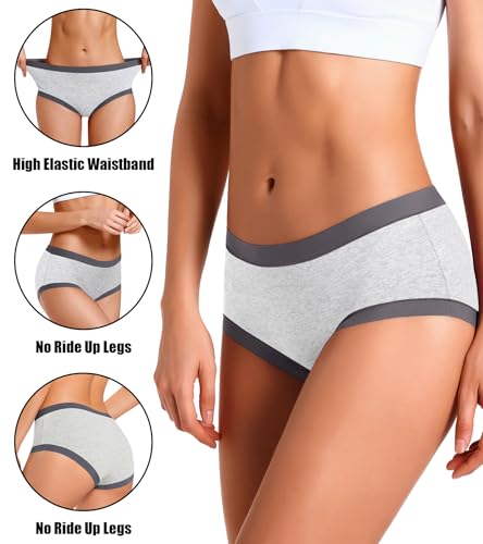 ASIMOON Women's Cotton Underwear Mid Waisted Ladies Panties Soft Breathable Full Coverage Briefs 5 Pack - color: Multicolor, 10pack, size: Large