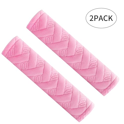 Amooca 2-Pack Braid Pattern Seat Belt Covers Shoulder Pads for Car & Bag - color: Pink