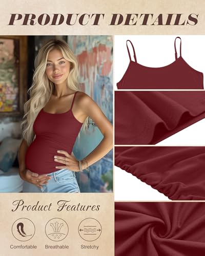 Ficerd 3 Pack Women's Maternity Tank Tops - color: Wine Red, Navy Blue, Black, size: X-Large