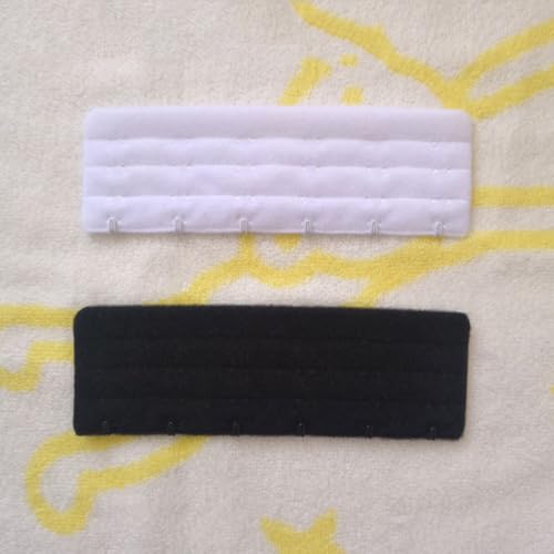Women Elastic Bra Extenders 1-6 Hook, Bras Back Extension Strap - color: 6 Hook 2.5cm Spacing,black/White 4pcs