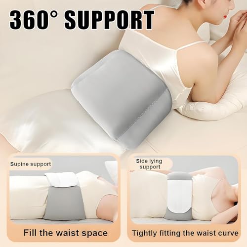 360°Lumbar Support Pillow for Sleeping,Adjustable Lumbar Pillow for Bed with Breathable Ice Silk Cotton,Relief Lower Back & Sciatic Nerve Pain for Side/Back Sleepers