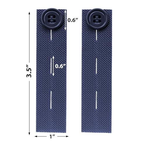 Mandala Crafts Navy Blue Elastic Waist Button Extender for Pants Waistband - color: Navy Blue, size: Stretchy 3.5 Inches
