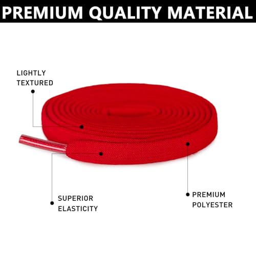 UamGlsob Elastic Flat No Tie Shoe Laces for Kids and Adults Sneakers - color: Red-1