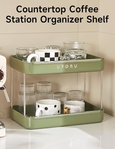 UFORU Countertop Coffee Station Organizer,Cup Rack,Mug & Wine Glass Holder - color: Green