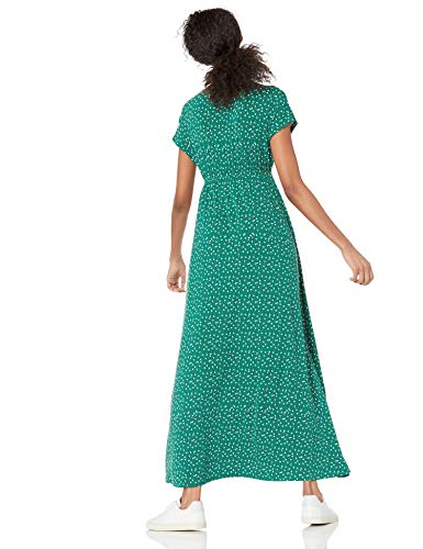 Amazon Essentials Women's V Neck Short Sleeve Empire Waist Maxi Dress (Available in Plus Size) - color: Green Vine Leaf Print, size: Small
